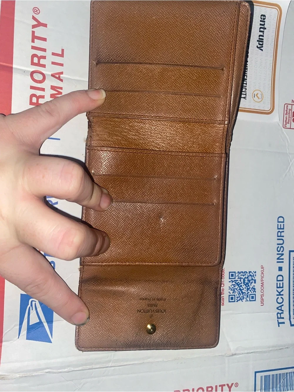 Louis Vuttion Monogram Small Fold Wallet in Brown and Gold